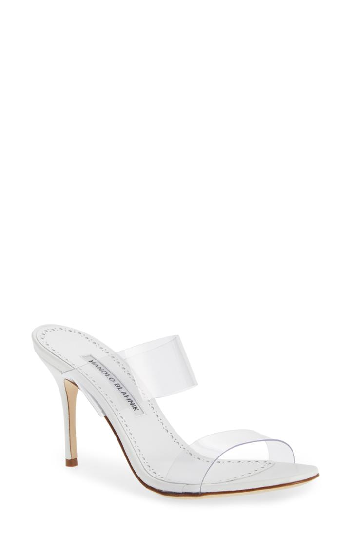 Women's Manolo Blahnik Scolto Transparent Strap Sandal .5us / 34.5eu - White