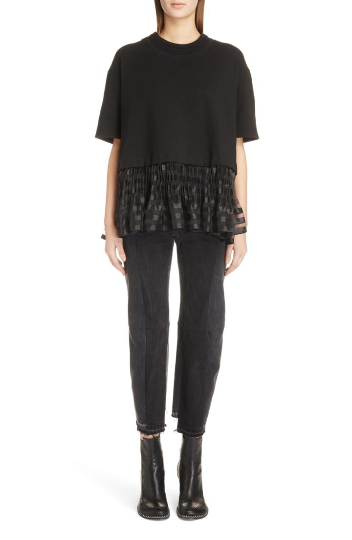 Women's Jw Anderson Pleated Hem Crop Top Us / 10 Uk - Black