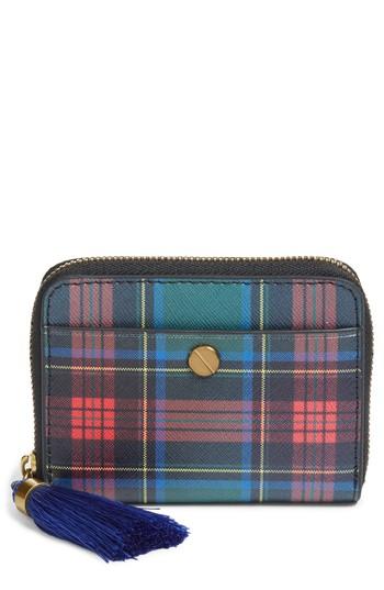 J.crew Plaid Print Leather Card Case -