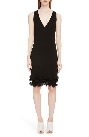 Women's Givenchy Ribbed Ruffle Hem Dress - Black