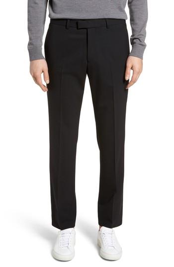 Men's Theory Marlo Flat Front Stretch Wool Pants - Black
