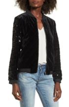 Women's Soprano Quilted Sequin & Velvet Bomber - Black