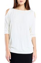 Women's Michael Stars Cold Shoulder Tee, Size - White