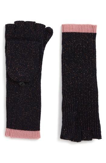 Women's Rag & Bone Jubilee Shimmer Fingerless Merino Wool Blend Gloves, Size - Blue