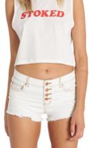 Women's Billabong Buttoned Up Denim Shorts - White