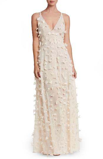 Women's Dress The Population Fleur Floral Applique Gown - Ivory