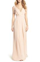 Women's Monique Lhuillier Bridesmaids Sleeveless Deep V-neck Chiffon Gown