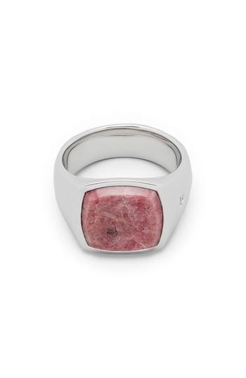 Women's Tom Wood Pink Rhodonite Cushion Signet Ring