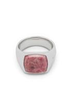 Women's Tom Wood Pink Rhodonite Cushion Signet Ring