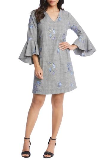 Women's Karen Kane Embroidered Bell Sleeve Dress - Grey