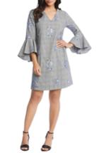 Women's Karen Kane Embroidered Bell Sleeve Dress - Grey