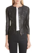 Women's Versace Collection Fitted Leather Jacket Us / 40 It - Black