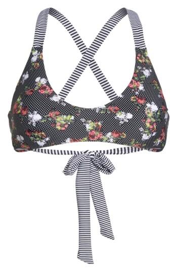 Women's Bca Mixed Print Bikini Top, Size D - Black