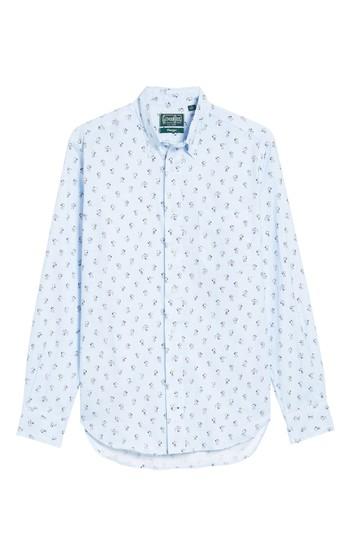Men's Gitman Bengal Stripe Snoopy Print Sport Shirt - Blue