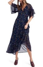 Women's Madewell Vervain Ruffle Sleeve Wrap Dress, Size - Blue