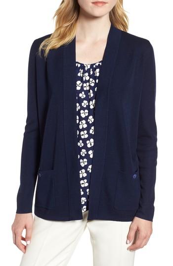 Women's Anne Klein Patch Pocket Cardigan - Blue