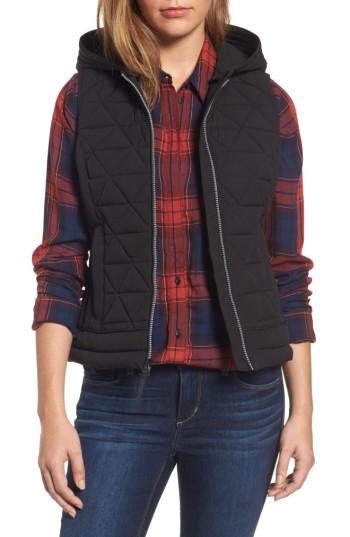 Women's Andrew Marc Sage Hooded Quilted Vest - Black