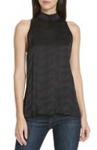 Women's Theory Satin Jacquard Sleeveless Blouse - Black