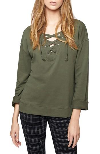 Women's Sanctuary Shipley Lace-up Sweatshirt - Green