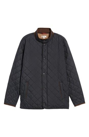 Men's Peter Millar Suffolk Quilted Water-resistant Car Coat, Size - Black