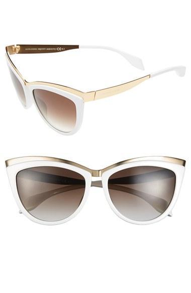Alexander Mcqueen 57mm Cat Eye Sunglasses Gold White