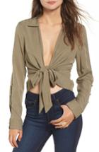 Women's Somedays Lovin Motor Runnin' Tie Front Blouse - Green