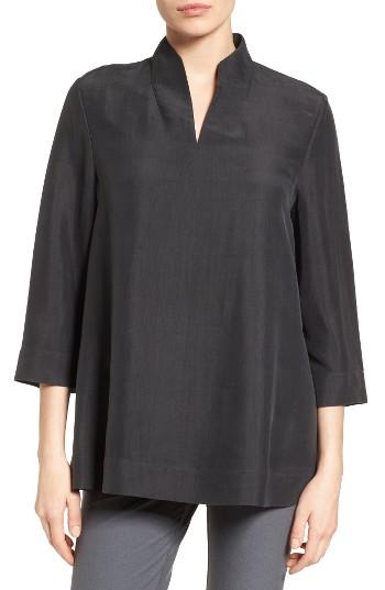 Women's Eileen Fisher Silk Top, Size - Blue