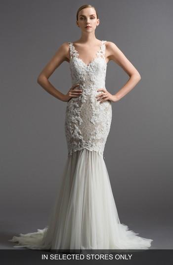 Women's Watters Cinzia Lace & Tulle Mermaid Gown