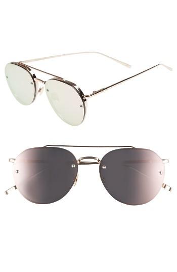 Women's Perverse 56mm Round Stainless Steel Aviator Sunglasses - Gold/ Pink