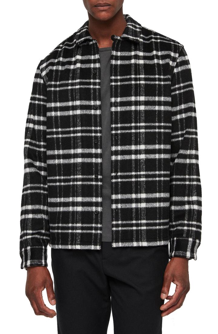 Men's Allsaints Racine Plaid Shirt Jacket - Black