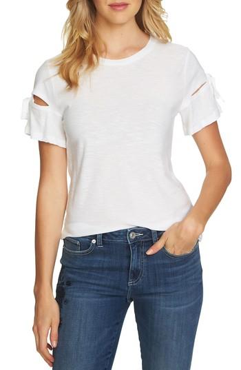 Women's Cece Bow Trim Tee - White