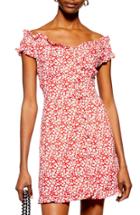 Women's Topshop Ditsy Floral Minidress Us (fits Like 0) - Red