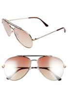 Women's Tom Ford Indiana 60mm Aviator Sunglasses - Rose Gold/ Red/ Silver