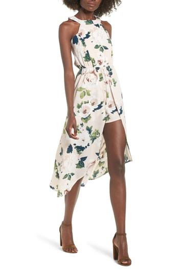 Women's Row A Floral Print Midi Romper - Pink