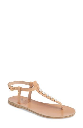 Women's Ancient Greek Sandals Lito Imitation Pearl Embellished T-strap Sandal