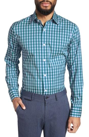 Men's Bonobos Port Grand Slim Fit Stretch Check Dress Shirt 34 - Blue