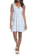 Women's Bobeau Surplice Side Tie Fit And Flare Dress - Blue