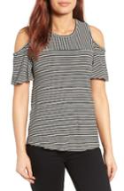 Women's Bobeau Cold Shoulder Stripe Tee