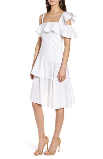 Women's Kendall + Kylie Ruffle One-shoulder Dress - White