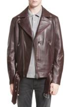 Men's Acne Nate Leather Jacket Eu - Red
