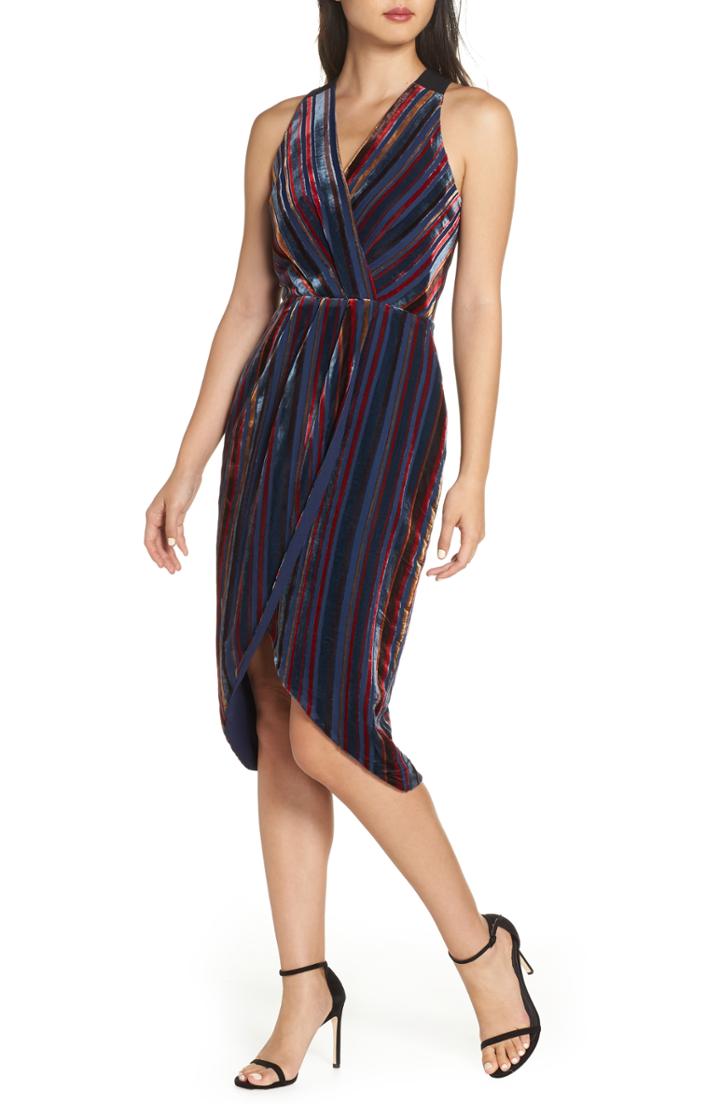Women's Harlyn Stripe Velvet Cocktail Sheath - Blue