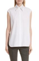 Women's Helmut Lang Eyelet Cotton Poplin Shirt - White