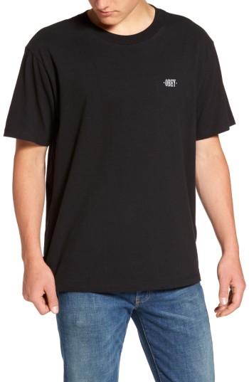 Men's Obey New Times Boxy Oversized T-shirt - Black