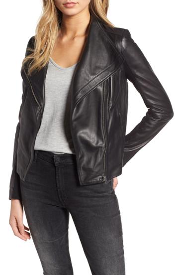 Women's Chelsea28 Leather Moto Jacket - Black