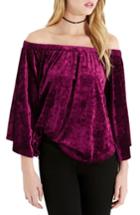 Women's Kane Karen Off The Shoulder Velvet Top - Red