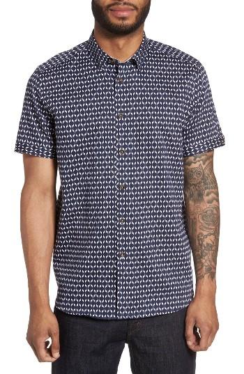 Men's Ted Baker London Sownd Print Short Sleeve Sport Shirt (s) - Blue