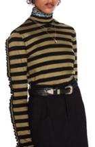 Women's Scotch & Soda Stripe High Neck Tee - Green