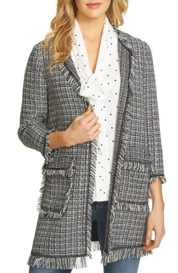 Women's Cece Frayed Tweed Jacket - Black