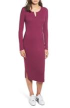 Women's Bp. Ribbed Henley Midi Dress, Size - Purple