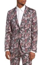 Men's Topman Ultra Skinny Fit Hibiscus Print Suit Jacket R - Pink